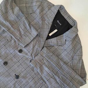 Madewell‎ Caldwell Double-Breasted plaid blazer size 3X black white lined